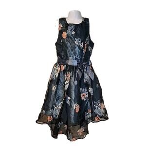 Zunie girls 12 blue floral fancy wedding special occassion party dress